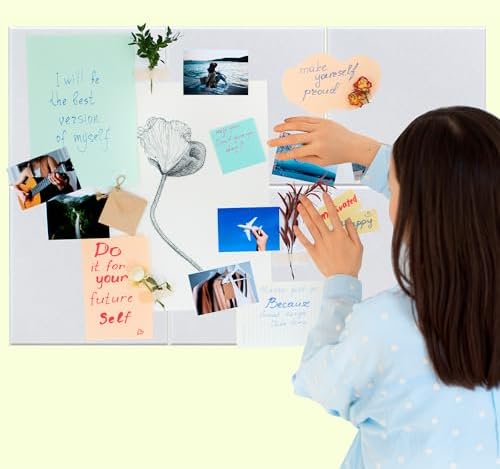 AKTOP White Cork Bulletin Board 12x12, 1/2" Thick Felt Cork Board Tiles 6 Pack, Small Square Pin Board for Wall, Self Adhesive Corkboards with 60 Push Pin Wood Clips for School, Home & Office - Image 2