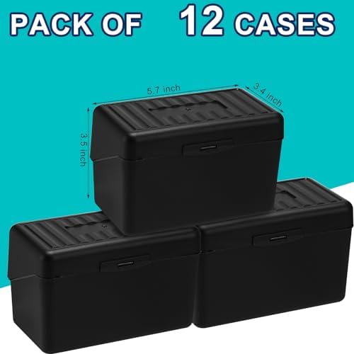 Fuutreo 12 Pack 3x5 Index Card Box Organizer Case with Lids, Black - Image 2