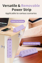 AnnTane Desk Clamp Power Strip USBC, 40W Fast Charging, 6.5 Ft, Purple - Image 5
