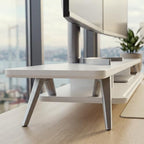Fenge Dual Monitor Stand Riser, Wooden Desk Shelf with 2-Tier Storage - Image 6