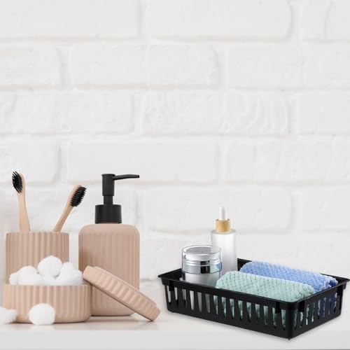 Wenqik Set of 12 Small Plastic Baskets for Organizing, Black - Image 6