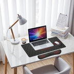Red Hexagon Desk Mat Set Dark Gaming Tech Grid Mouse Pad with Wrist Rest 4in1 Desk Mat for Desktop Ergonomic Keyboard Wrist Support Anti-Slip Computer Ergonomic Mouse Pad Home Office Gaming - Image 7