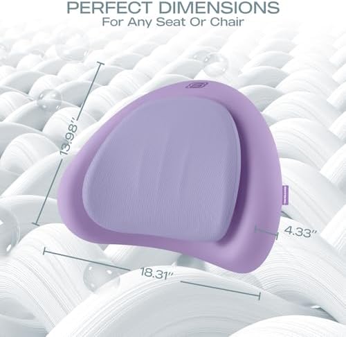 Skechers Lumbar Pillow Premium Memory Foam, Double-Layer-Office Chair Cushion for Tailbone Pain Relief,Butt Pillow for Office Chair,Car seat Cushion,Long Sitting Office Workers,and Car Drivers,Purple - Image 5