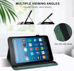 for Kindle Fire HD 8 Tablet Case 8th/7th/6th Generation 8 inch with Card Slots, Flower Pattern Embossed PU Leather Folio Wallet Case for Kindle Fire HD 8 2018/2017/2016, Green - Image 3