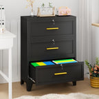 3 Drawer File Cabinet with Lock, Small Filing Cabinet for Home Office - Image 2