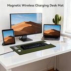 Wireless Charging Mouse Pad, 15W Fast Charge Magnetic Charger Desk Pad, Large Office Desk Mat (23.4x15.6) with Ultra-Smooth Surface, Green Computer Mousepad for MacBook, PC, Laptop - Image 2