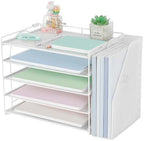 AUPSEN Desk Organizers and Accessories, 5-Tier Desktop Paper File Organizer with Removable File Holder, Desk Accessories & Workspace Organization for Home Office Supplies (White) by AUPSEN