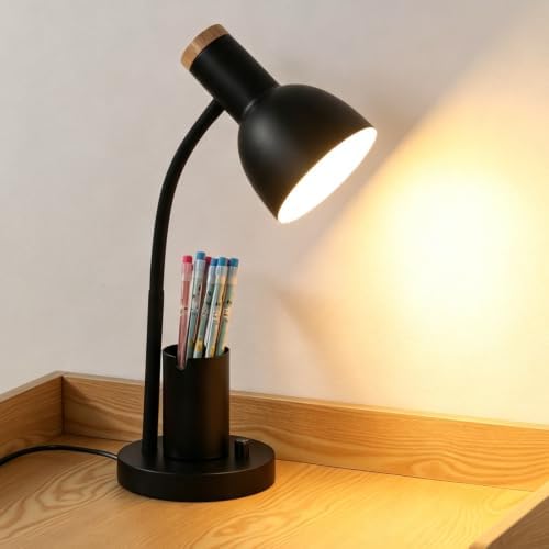Adjustable Metal Desk Lamp with Pen Holder,Flexible Neck Table Lamp by Unknown
