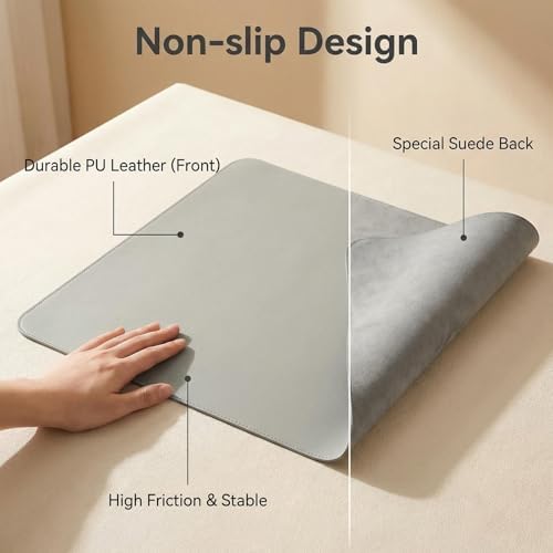 Large Desk Mat 20" x 40", PU Leather Desk Pad Protector, Non-Slip Large Mouse Pad for Desk, Waterproof Computer Desk Mat, Office Desk Pad for Keyboard Mouse, Desk Writing Mat (Light Gray) - Image 6