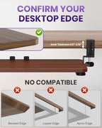 Ergonomic Keyboard Tray Under Desk, 25.6x11.8 Inch Board, Walnut - Image 7