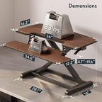 FLEXISPOT 36" Standing Desk Converter, Dual Monitor Desk Riser, Sit Stand Computer Workstation with Ergonomic Height Adjustment, Large Stand Up Desk Riser for Home Office, Walnut - Image 3
