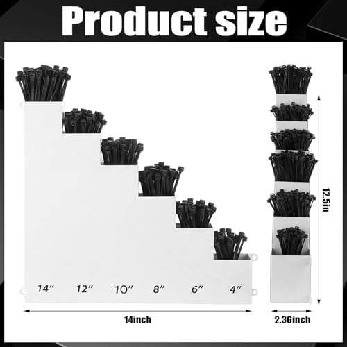 Cable Zip Tie Storage Holder, White, 14 x 13 Inch, 6 Pockets - Image 2