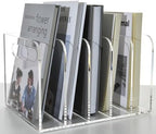 Clear Acrylic Organizers - 5 Vertical Compartments Acrylic Folder Organizer & File Organizer, Desk Document Storage Bins for Magazines, Binders - Multipurpose Home Office Desk Organizer - Image 6