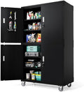 VINGLI Large Garage Storage Cabinet with 4 Doors, Upgraded Height & Wide & Deep, 43''W x 23''D x 75''H, Oversized Metal Storage Cabinet with Pegboards Wheels Locks and Adjustable Shelves (Black) by VINGLI