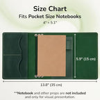 Small Leather Notebook Cover Pocket Size 4" x 5.1" – Refillable Leather Journal Cover with 3 Elastic Bands, Card Slots & Pen Holder – Handmade Travel Notebook Case (Paper Not Included), Green - Image 2