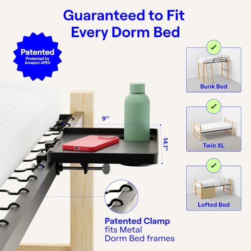 BedShelfie Bedside Shelf for Dorm Room - Dorm Essential 2.0, Black - Image 2