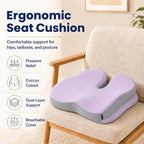 Seat Cushions for Office Chairs Wheelchair Cushion for Long Sitting Back Pain，Memory Foam Seat Car Computer Desk Chair Cushion，Coccyx Cushion for Tailbone Pain Relief Office Chair Butt Pillow Purple - Image 2