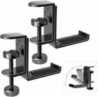 Kimiangel 2 Pack Headphone Stand Under Desk, Foldable Aluminum Headset Holder with Adjustable Screw Clamp, Headphone Hook Mount for Gaming Accessories, Space-Saving Under Table Headset Hanger by Kimiangel
