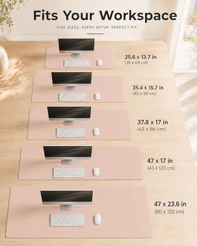Aothia Cork Desk Mat - Dual-Sided XL PU Leather Desk Pad & Full Desk Protector, Large Waterproof Desktop Mat for Office & Gaming (47" x 23.6", Pink) - Image 4
