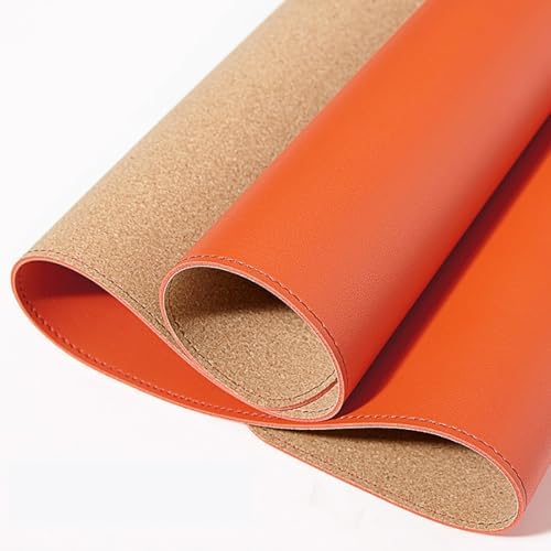 Dual-Sided Leather & Cork Desk Mat, Large Waterproof Stain-Resistant Mouse Pad, Multi-Use Desk Pad for Computer & Office Home(Orange,120x60cm) - Image 2