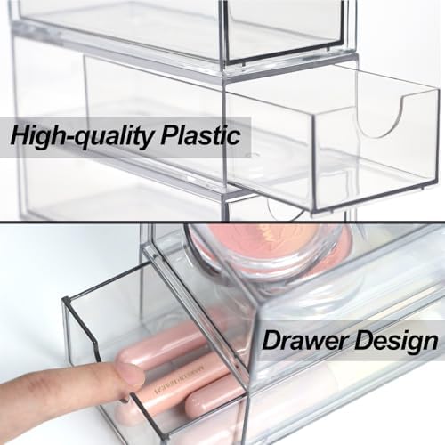 Acrylic Makeup Organizer, 10 Drawers Clear Storage Organizer Desktop Stackable Storage Drawers, Plastic Organizer Bins for Makeup, Stationery, Cosmetics, Vanity, Bathroom,Cabinet,Pantry Office Desk - Image 5