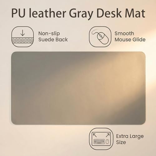 Leather Desk Pad Mat, (Light Gray, 16" x 31") Non-Slip Desk Blotter Pad - Desk Protector for Office, Home, Lap Desk, Laptop, and Desktop - Image 7