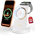 3 in 1 Fast Charging Station for iPhone, 25W Wireless Magnetic Phone Charger for iPhone 17 16e 16 15 14 13 12 Serise, Watch Charger Stand, Wireless Charging Station for AirPods 4 3 Pro, White by WAYLITEWirelessCharger