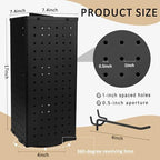 Rotating Pegboard Display Stand With 24 Hooks, 4-Sided Metal Spinning Peg Board Display 7.4"x7.4"x17" Spinner Pegboard Carousel Craft Rack Organizer (Black) - Image 2