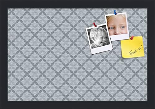 PinPix 18x12 inch Cork Bulletin Board. This Decorative Framed Pin Board Comes with Diamond Pattern in Shades of Blue Design and Satin Black. Ideal for Home, Office Decor or School (PinPix-222) by PinPixBulletinBoards