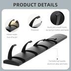 2 Pack Foldable Stylish Modern Hook Rack with 5 Hooks, Coat Hooks Wall Mount, Metal Coat Hook Rail for Coat Hat Towel Purse Robes Mudroom Bathroom Entryway (Black) - Image 5