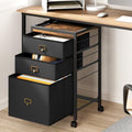Garvee File Cabinet with 3 Drawers, Mobile Filing Cabinet Fits Letter Size or A4, Fabric Vertical File on Wheels, Home Office Small Under Desk Filing Storage Cabinets, Black by Garvee