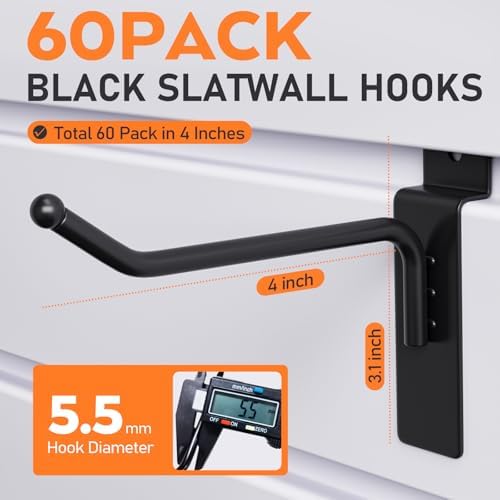 INCLY 60 Pack Slatwall Hooks, 4 Inch Slat Wall Hanging Hook and Hanger - Image 4