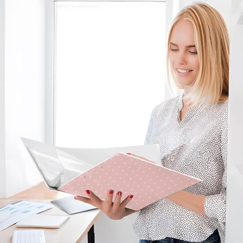 Standard View 3 Ring Binder, Light Pink Polka Dot Durable Flexible Portable Waterproof Hardcover 1.5 Inch D Rings 500-Sheet Capacity Organizer 2PC - Image 4