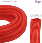 DMiotech 100ft Wire Loom Split Tubing 1 Inch(25.4mm) ID Red - Image 3