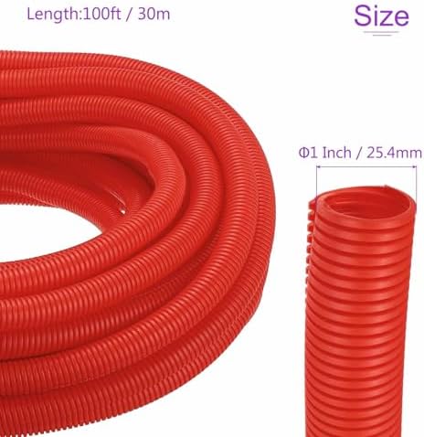 DMiotech 100ft Wire Loom Split Tubing 1 Inch(25.4mm) ID Red - Image 3