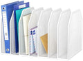 FANXIYQ White 7-Section File Folder Organizer for Desk, Metal Vertical File Holder Stand, Desktop File Organizer Rack for Letter/A4 Folders, Papers, Books, Office Classroom Home by FANXIYQ