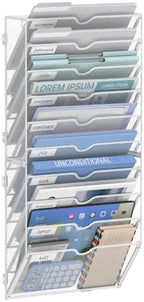 10-Tier Wall File Organizer and Hanging File Organizer, White by JMHUD