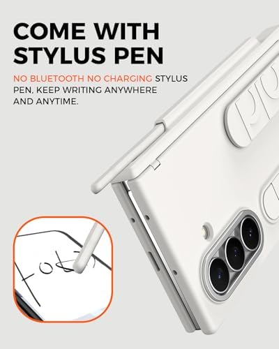 NINKI Wristband for Samsung Galaxy Z Trifold Case with S Pen & Card Slot,Full Screen Hinge Protection Grip for Samsung Z Trifold Phone Case with Handle, Galaxy Z Trifold S Pen Holder Cover Stand White - Image 4
