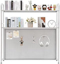 Desk Bookshelf with Pegboard, 2-Tier Metal Desk Bookshelf for Computer Desk, Heavy Duty Desktop Hutch Organizer Rack for Office Dorm Storage (37.4'') by BIAZFYIUW