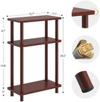 Apicizon Small Narrow Side Table, 3-Tier Skinny End Table, Dark Brown - Image 3