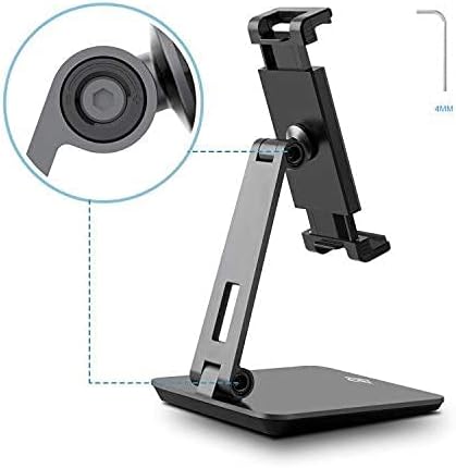 KABCON Tablet Stand,Tightness Adjustable Aluminum Alloy Tablet Stand for Desk, 360° Swivel Foldable Tablets Stands Dock for 4''-14''Tablets/Phone, iPad Series,Samsung Galaxy Tabs,Kindle Fire,Etc. - Image 3