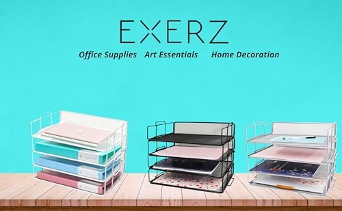 Exerz Letter Trays 4pcs Black Paper Sorters Stackable, 4 Tiers File Trays, Desk Organizer - Metal - Image 6