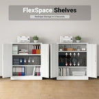 CJF Metal Storage Cabinet, 36" H Locking Storage Cabinet with Shelves and Doors for Home Office, Garage, Utility Room, Entryway(White) - Image 6