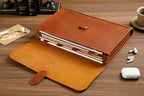 Genuine Leather File Folder, Accordian File Organizer, Leather Document Holder Resume Folio for Men & Women - Brown - Image 5