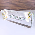 Artblox Office Desk Name Plate Personalized | Custom Name Plates for Desks | Calla Flowers Design On Clear Acrylic Glass | Office Desk Decor - (8" x 2.5") by Artblox
