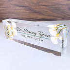 Artblox Office Desk Name Plate Personalized | Custom Name Plates for Desks | Calla Flowers Design On Clear Acrylic Glass | Office Desk Decor - (8" x 2.5") by Artblox
