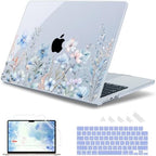 May Chen for MacBook Air 15 inch Case M5 M4 M3 M2 2026 2024-2023, Model A3448 A3241 A3114 A2941, Closes Seamlessly Hard Shell Laptop Cover with Keyboard Cover, Blue Flower P672 by MayChen