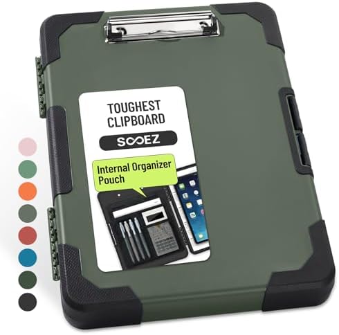 Sooez Toughest Clipboard with Storage, Internal Pen Pouch Included, Letter/ A4 Size, Shockproof Heavy Duty Plastic Clip Boards 8.5x11”, High Capacity Clipboards Box Case for Contractor Trucker Driver by Sooez
