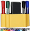 Glassboard Studio Magnetic Dry Erase Marker Holder - Super Strong for Magnetic Glass Whiteboard or Fridge - 2 Large Neodymium Magnets - No Slip Grip - Eco-Friendly PLA Plastic (Sunshine Yellow, KIT) by GlassboardStudio