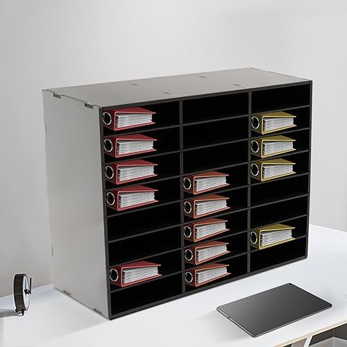 Literature Organizer,24 Slots Compartments Desktop File Sorter,Student Mailbox for Classroom, Paper Storage Cabinet with Removable Dividers, for Office Home School (24Slots-B) - Image 5